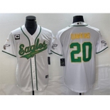 Men's Philadelphia Eagles #20 Brian Dawkins White Gold With C Patch Cool Base Stitched Baseball Jersey