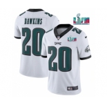 Men's Philadelphia Eagles #20 Brian Dawkins White Super Bowl LVII Patch Vapor Untouchable Limited Stitched Jersey