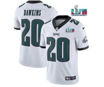 Men's Philadelphia Eagles #20 Brian Dawkins White Super Bowl LVII Patch Vapor Untouchable Limited Stitched Jersey