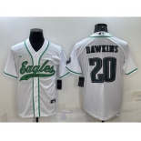 Men's Philadelphia Eagles #20 Brian Dawkins White With Patch Cool Base Stitched Baseball Jersey