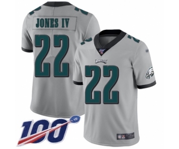 Men's Philadelphia Eagles #22 Sidney Jones Limited Silver Inverted Legend 100th Season Football Jersey