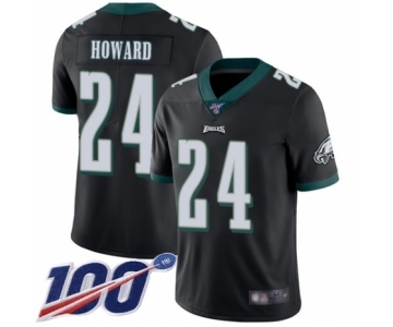 Men's Philadelphia Eagles #24 Jordan Howard Black Alternate Vapor Untouchable Limited Player 100th Season Football Jersey