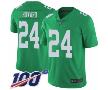 Men's Philadelphia Eagles #24 Jordan Howard Limited Green Rush Vapor Untouchable 100th Season Football Jersey