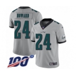 Men's Philadelphia Eagles #24 Jordan Howard Limited Silver Inverted Legend 100th Season Football Jersey