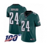 Men's Philadelphia Eagles #24 Jordan Howard Midnight Green Team Color Vapor Untouchable Limited Player 100th Season Football Jersey