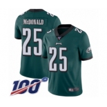 Men's Philadelphia Eagles #25 Tommy McDonald Midnight Green Team Color Vapor Untouchable Limited Player 100th Season Football Jersey