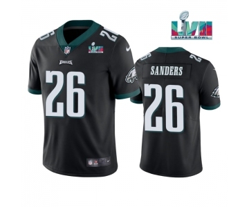 Men's Philadelphia Eagles #26 Miles Sanders Black Super Bowl LVII Patch Vapor Untouchable Limited Stitched Jersey