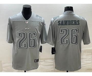 Men's Philadelphia Eagles #26 Miles Sanders Gray Atmosphere Fashion Stitched Jersey