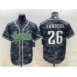 Men's Philadelphia Eagles #26 Miles Sanders Grey Camo With Patch Cool Base Stitched