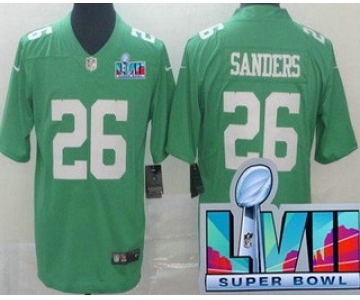 Men's Philadelphia Eagles #26 Miles Sanders Limited Green Rush Super Bowl LVII Vapor Jersey