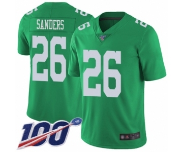 Men's Philadelphia Eagles #26 Miles Sanders Limited Green Rush Vapor Untouchable 100th Season Football Jersey