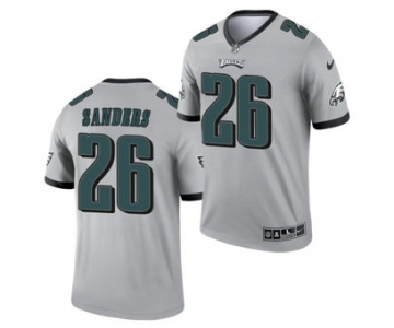 Men's Philadelphia Eagles #26 Miles Sanders Silver 2021 Inverted Legend Stitched Jersey