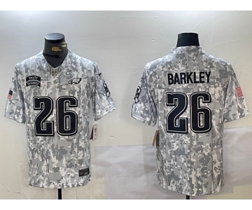 Men's Philadelphia Eagles #26 Saquon Barkley 2024 F.U.S.E Arctic Camo Salute To Service Limited Stitched Football Jersey