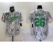 Men's Philadelphia Eagles #26 Saquon Barkley Arctic Camo 2024 Salute to Service Stitched Baseball Jersey