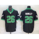 Men's Philadelphia Eagles #26 Saquon Barkley Black FUSE Vapor Limited Throwback Stitched Jersey