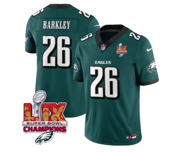 Men's Philadelphia Eagles #26 Saquon Barkley Green 2025 Eagles Logo Super Bowl LIX Patch New F.U.S.E. Vapor Untouchable Limited Football Stitched Jersey