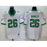 Men's Philadelphia Eagles #26 Saquon Barkley White 2023 F.U.S.E. Vapor Untouchable Throwback Football Stitched Jersey