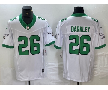 Men's Philadelphia Eagles #26 Saquon Barkley White 2023 F.U.S.E. Vapor Untouchable Throwback Football Stitched Jersey