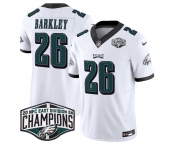 Men's Philadelphia Eagles #26 Saquon Barkley White 2024 NFC East Champions F.U.S.E. Vapor Untouchable Limited Stitched Football Jersey