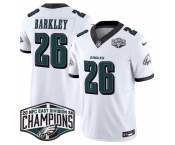 Men's Philadelphia Eagles #26 Saquon Barkley White 2024 New NFC East Champions F.U.S.E. Vapor Untouchable Limited Stitched Football Jersey