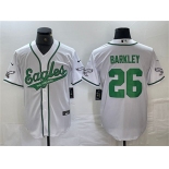 Men's Philadelphia Eagles #26 Saquon Barkley White Cool Base Baseball Stitched Jerseys