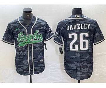 Men's Philadelphia Eagles #26 Saquon Barkley White Gold Cool Base Baseball Stitched Jersey