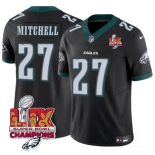 Men's Philadelphia Eagles #27 Quinyon Mitchell Black 2025 Eagles Logo Super Bowl LIX Patch New F.U.S.E. Vapor Untouchable Limited Football Stitched Jersey