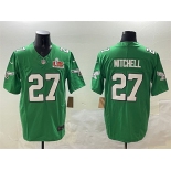 Men's Philadelphia Eagles #27 Quinyon Mitchell Green 2025 Super Bowl LIX Patch F.U.S.E. Throwback Vapor Untouchable Limited Stitched Football Jersey