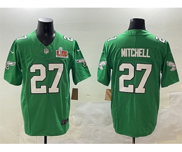 Men's Philadelphia Eagles #27 Quinyon Mitchell Green 2025 Super Bowl LIX Patch F.U.S.E. Throwback Vapor Untouchable Limited Stitched Football Jersey