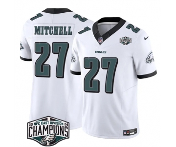 Men's Philadelphia Eagles #27 Quinyon Mitchell White 2024 New NFC East Champions F.U.S.E. Vapor Untouchable Limited Stitched Football Jersey