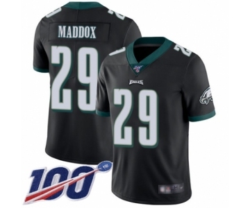 Men's Philadelphia Eagles #29 Avonte Maddox Black Alternate Vapor Untouchable Limited Player 100th Season Football Jersey