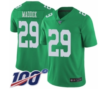 Men's Philadelphia Eagles #29 Avonte Maddox Limited Green Rush Vapor Untouchable 100th Season Football Jersey