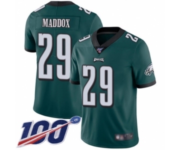 Men's Philadelphia Eagles #29 Avonte Maddox Midnight Green Team Color Vapor Untouchable Limited Player 100th Season Football Jersey