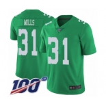 Men's Philadelphia Eagles #31 Jalen Mills Limited Green Rush Vapor Untouchable 100th Season Football Jersey