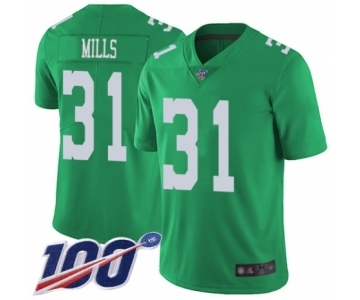 Men's Philadelphia Eagles #31 Jalen Mills Limited Green Rush Vapor Untouchable 100th Season Football Jersey