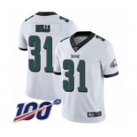 Men's Philadelphia Eagles #31 Jalen Mills White Vapor Untouchable Limited Player 100th Season Football Jersey