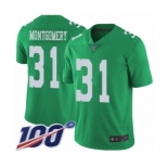 Men's Philadelphia Eagles #31 Wilbert Montgomery Limited Green Rush Vapor Untouchable 100th Season Football Jersey