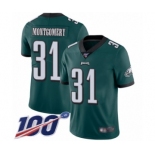 Men's Philadelphia Eagles #31 Wilbert Montgomery Midnight Green Team Color Vapor Untouchable Limited Player 100th Season Football Jersey