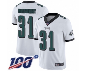 Men's Philadelphia Eagles #31 Wilbert Montgomery White Vapor Untouchable Limited Player 100th Season Football Jersey