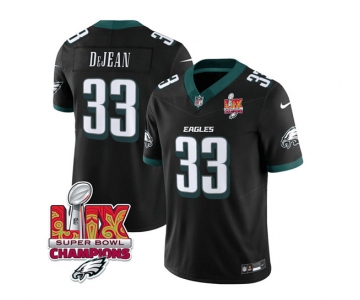 Men's Philadelphia Eagles #33 Cooper DeJean Black 2025 Eagles Logo Super Bowl LIX Patch New F.U.S.E. Vapor Untouchable Limited Football Stitched Jersey