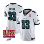 Men's Philadelphia Eagles #33 Cooper DeJean White 2025 Eagles Logo Super Bowl LIX Patch New F.U.S.E. Vapor Untouchable Limited Football Stitched Jersey