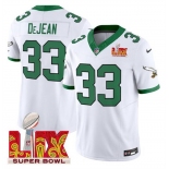 Men's Philadelphia Eagles #33 Cooper DeJean White 2025 Super Bowl LIX Patch F.U.S.E. Vapor Untouchable Limited Stitched Football Jersey