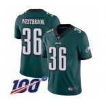 Men's Philadelphia Eagles #36 Brian Westbrook Midnight Green Team Color Vapor Untouchable Limited Player 100th Season Football Jersey