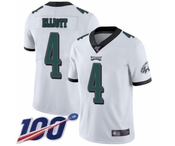 Men's Philadelphia Eagles #4 Jake Elliott White Vapor Untouchable Limited Player 100th Season Football Jersey