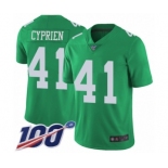 Men's Philadelphia Eagles #41 Johnathan Cyprien Limited Green Rush Vapor Untouchable 100th Season Football Jersey