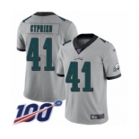 Men's Philadelphia Eagles #41 Johnathan Cyprien Limited Silver Inverted Legend 100th Season Football Jersey