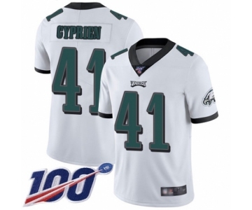 Men's Philadelphia Eagles #41 Johnathan Cyprien White Vapor Untouchable Limited Player 100th Season Football Jersey