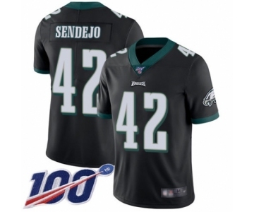 Men's Philadelphia Eagles #42 Andrew Sendejo Black Alternate Vapor Untouchable Limited Player 100th Season Football Jersey