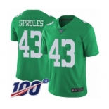 Men's Philadelphia Eagles #43 Darren Sproles Limited Green Rush Vapor Untouchable 100th Season Football Jersey