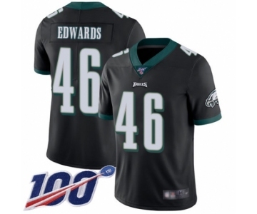 Men's Philadelphia Eagles #46 Herman Edwards Black Alternate Vapor Untouchable Limited Player 100th Season Football Jersey